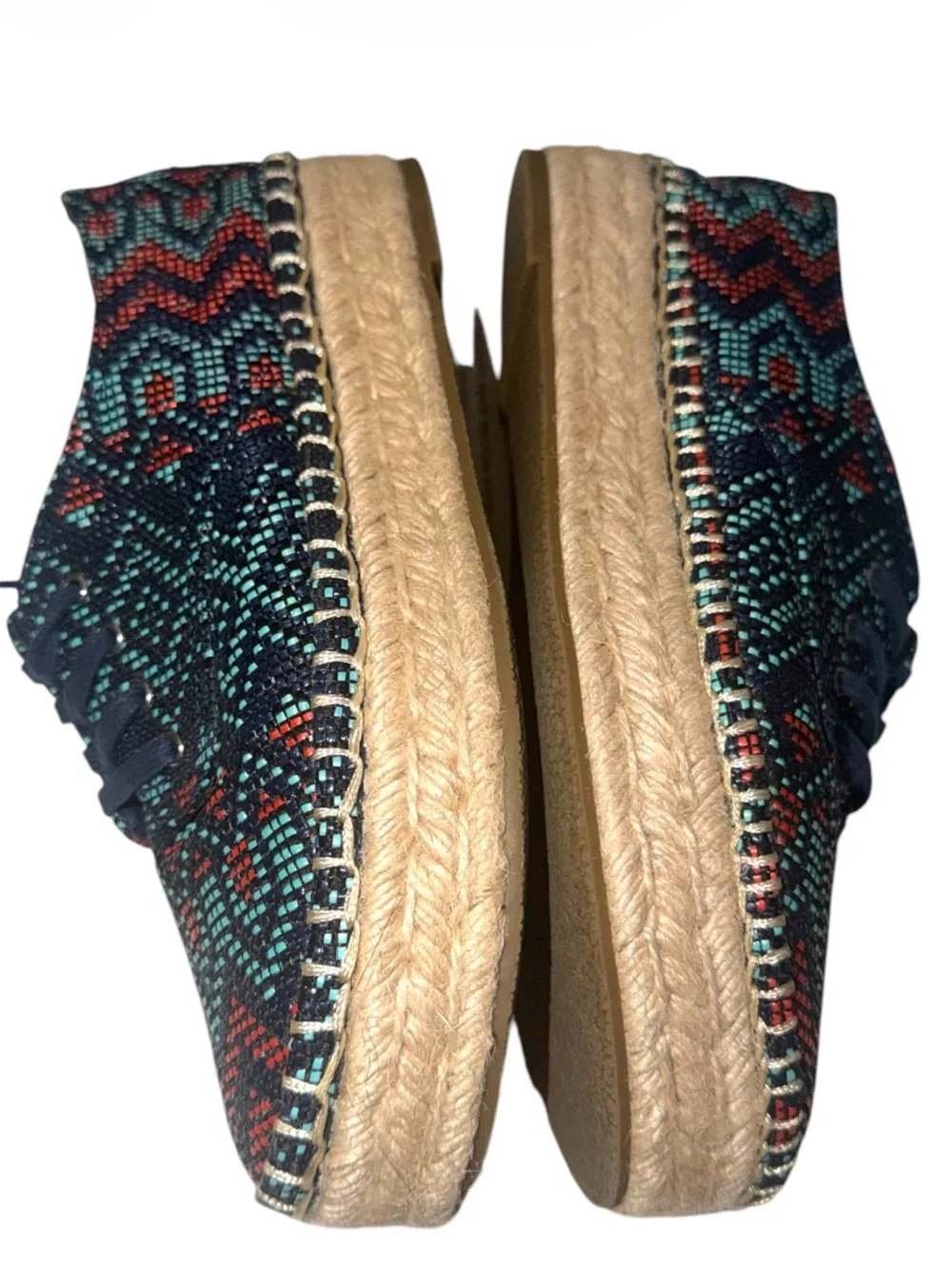 Indigo Rd Woven Pattern Espadrille Platform Lace-Up Shoes